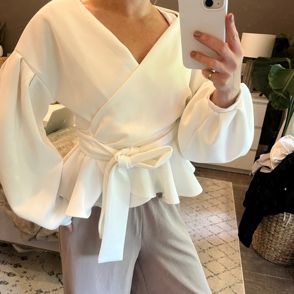 Balloon Sleeve Wrap Blouse - Picture 5 of 5